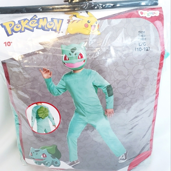 NWT Pokemon Bulbasaur Halloween Costume Jumpsuit Large 10/12 - Picture 2 of 8
